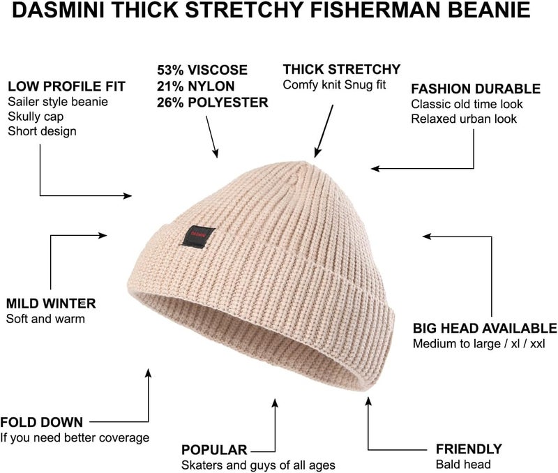 DASMINI Fisherman Beanie Hats for Men Women,Knit Trawler Skull Cap,Watch Cap,Spring Fall Winter Warm Short Hats - Image 4